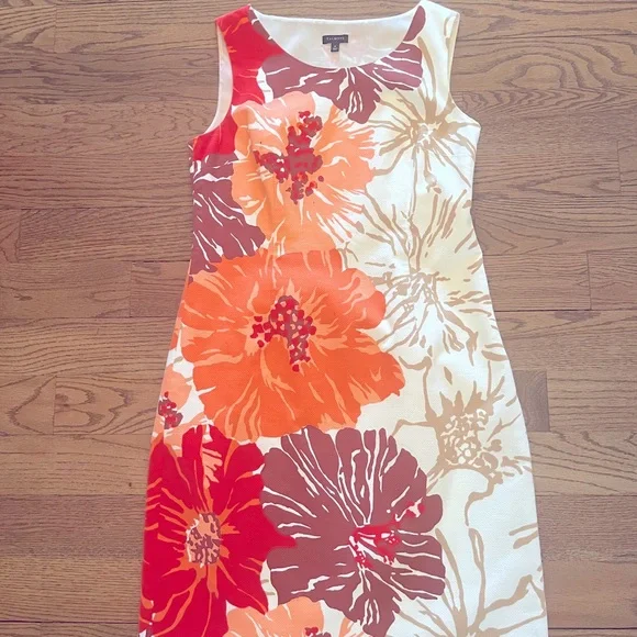 Floral, White Background, Sleeveless Sheath Dress - Picture 1 of 3